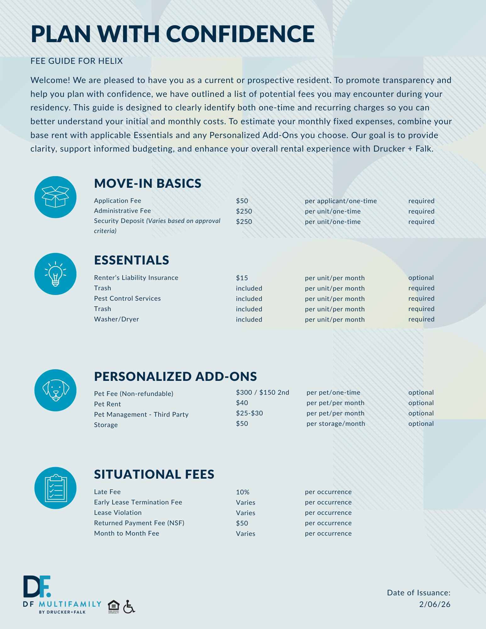 Fee Guide for Pines of York - Please call our leasing office for more details